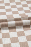 Brown Checkerboard T Shirt and High Waist Skort Set