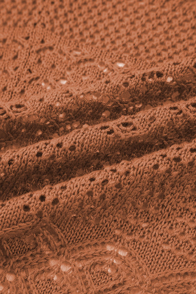 Redwood Burl Mix Pattern Hollow Knit Open Front Cardigan