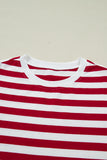 Red and White Striped Crew Neck T-Shirt