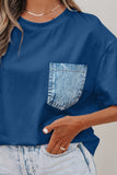 Printed Denim Chest Pocket Graphic T-Shirt- 2 Colors
