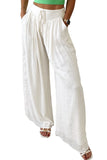 White Pleated Loose Fit Wide Leg Pants