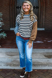 Striped Color Block Patchwork Long Sleeve Sweater