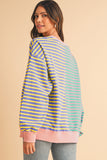 Striped Color Block Drop Shoulder Oversized Sweatshirt- 2 Colors