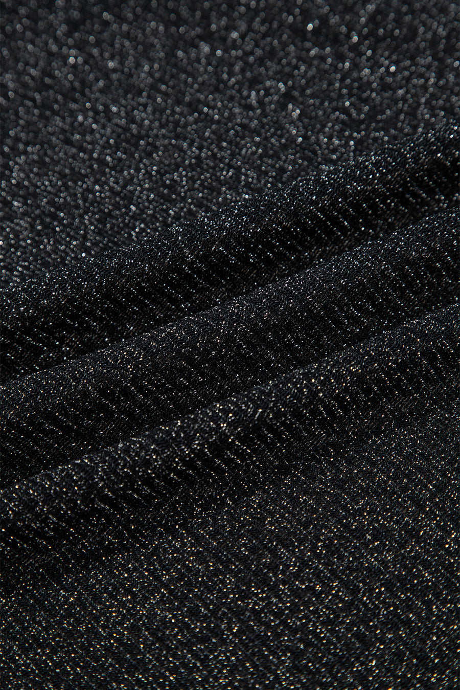Black Metallic Glitter Mesh Long Sleeve Top