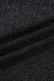 Black Metallic Glitter Mesh Long Sleeve Top