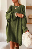 Green Oversized Drop Shoulder Slouchy Sweater Dress