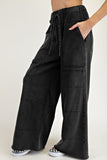 Mineral Wash Exposed Seam Wide Leg Cargo Pants- 3 Colors