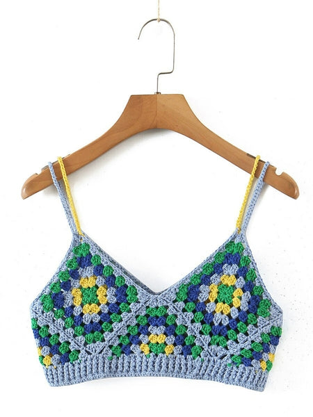 Women's Bohemian Spaghetti Strap Cropped Crochet Camisole- 2 Colors
