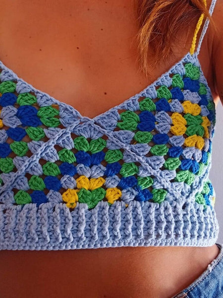 Women's Bohemian Spaghetti Strap Cropped Crochet Camisole- 2 Colors