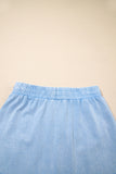 Yellow Cream Solid Color Washed Sleeveless Top Split Skort Cotton 2pcs Outfit