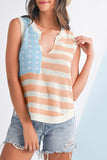 American Flag Notched Neck Loose Knit Vest- 2 Colors