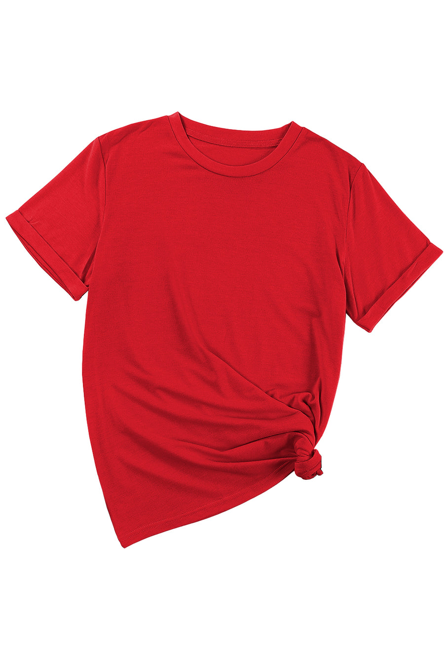 Basic Crew Neck Rolled Sleeve T-Shirt- 12 Colors