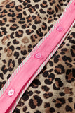 Leopard Print Contrast Trim Short Sleeve Button-Up Shirt