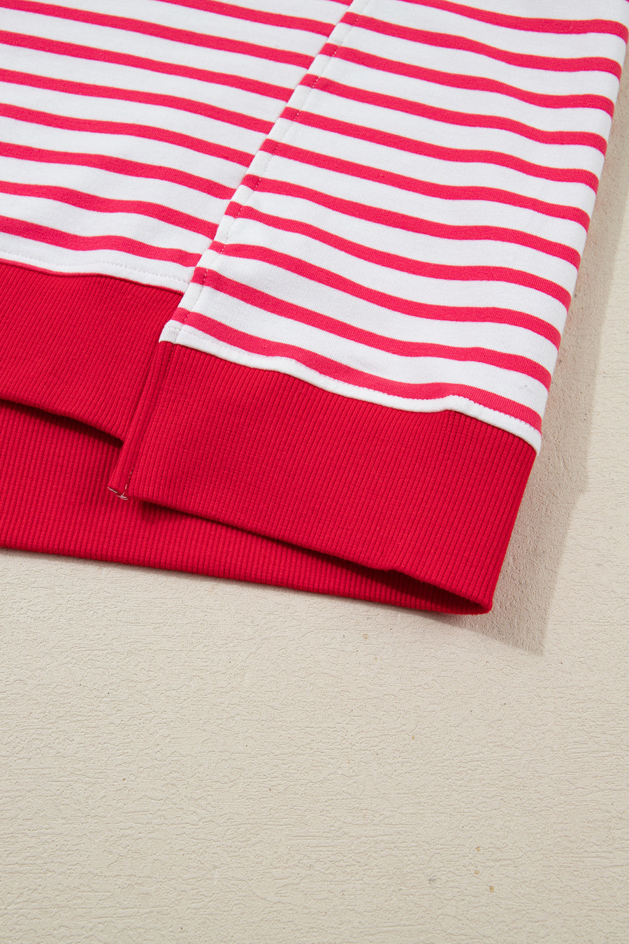 Red Striped Drop Shoulder Banded Short Sleeve T Shirt