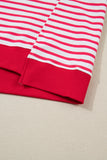 Red Striped Drop Shoulder Banded Short Sleeve T Shirt