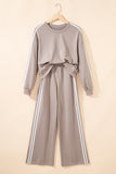 Varsity Striped Cropped Sweatshirt and Wide Leg Pants Matching Set- 5 Colors