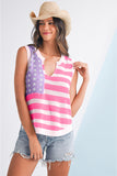 American Flag Notched Neck Loose Knit Vest- 2 Colors