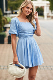 Valerian Square Neck Ruched Puff Sleeve Romper