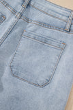 Light Wash High Rise Front Pocket Denim Shorts