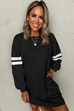 Varsity Striped Long Sleeve Loose Mini Dress with Pockets- 5 Colors