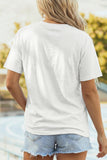 White Faux Patchwork USA Graphic T-Shirt