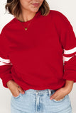 Plus Size Varsity Striped Crew Neck Sweatshirt- 2 Colors