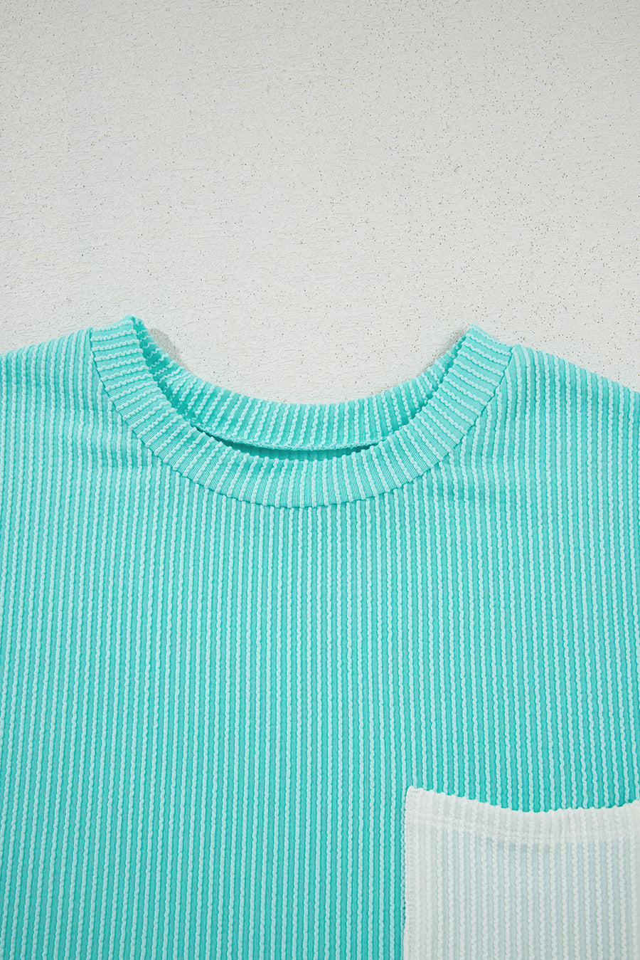 Twist Ribbed Color Block Pocket Crew Neck T-Shirt- 4 Colors