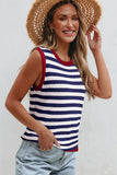 Striped Contrast Trim Sleeveless Sweater Vest- 3 Colors