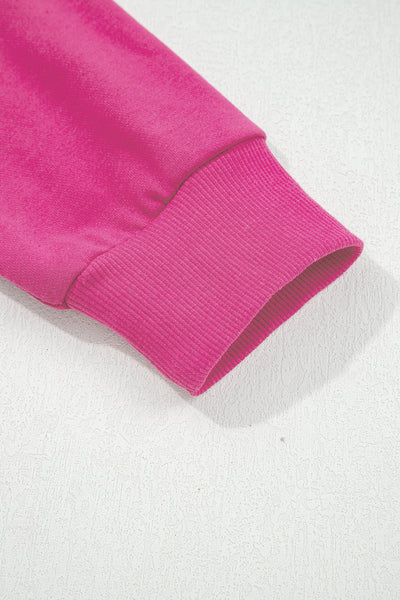 Navy Blue Preppy Striped Sleeve Loose Sweatshirt