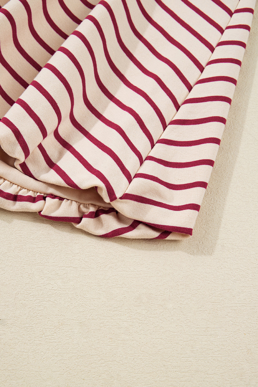 Red Stripe Cropped Collared Sweatshirt and Bubble Mini Skirt Set