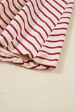 Red Stripe Cropped Collared Sweatshirt and Bubble Mini Skirt Set