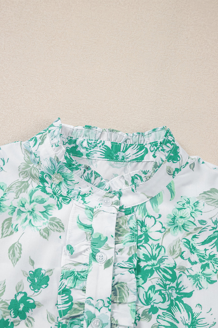 Floral Ruffle Sleeve Frilly Button-Up Blouse- 2 Colors
