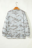 Camouflage Print Exposed Seam Drop Shoulder Sweatshirt- 2 Colors