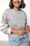 Plus Size Varsity Striped Crew Neck Sweatshirt- 2 Colors
