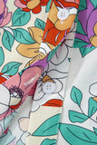 Multicolored Floral Frilly Neckline Long Sleeve Button-Up Blouse