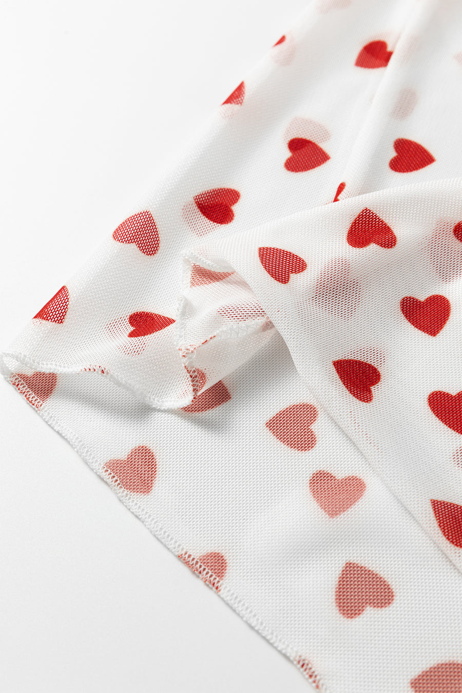 All Over Heart Print Mesh Short Sleeve Top- 2 Colors