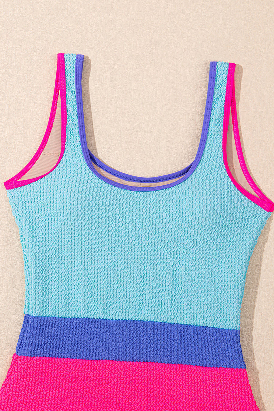 Textured Color Block One-Piece Swimsuit