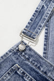 Mineral Wash Blue Straight Leg Denim Overalls