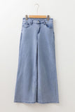 Beau Blue Button Zip High-Waist Flared Hem Jeans