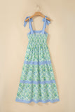 Pink Geometric Floral Print Striped Patchwork Detail Sleeveless Dress（Runs Small ）