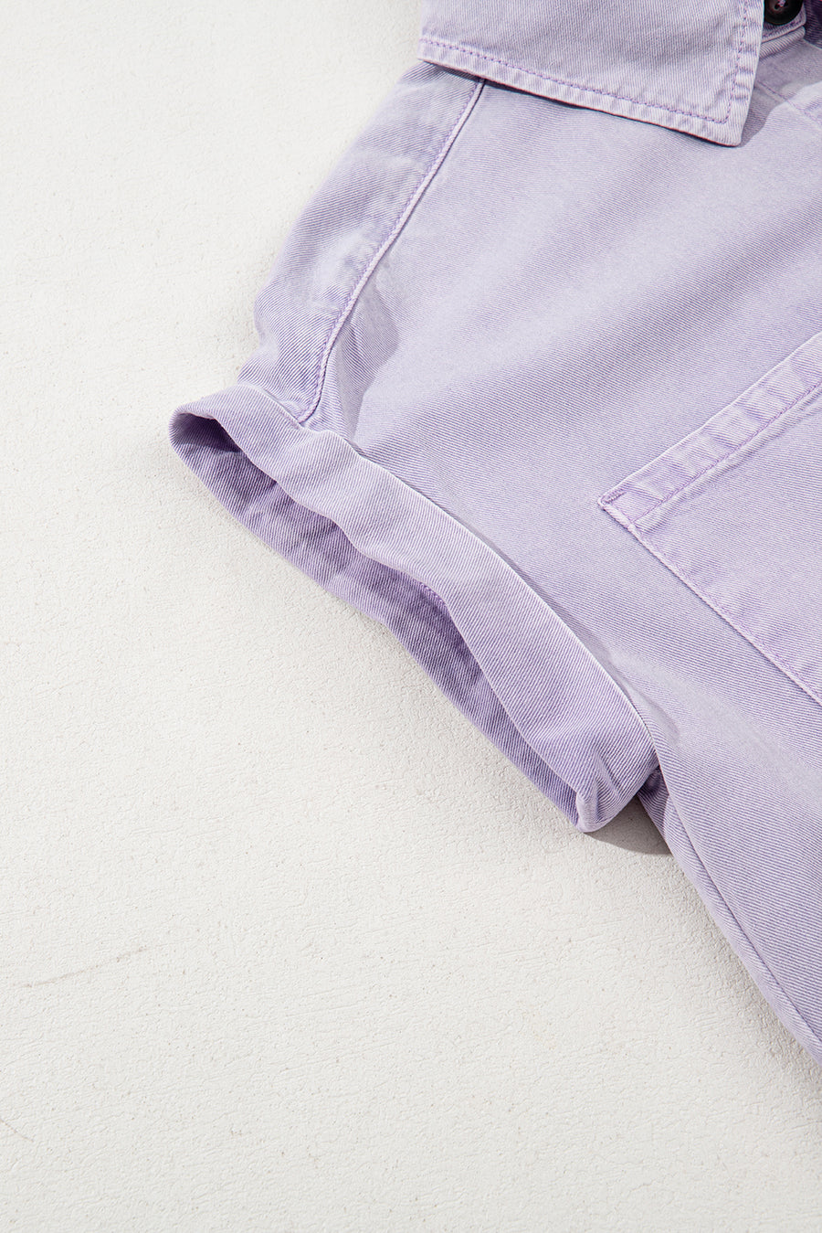 Orchid Petal Double Chest Pocket Button-Up Denim Shirt Dress