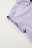 Orchid Petal Double Chest Pocket Button-Up Denim Shirt Dress