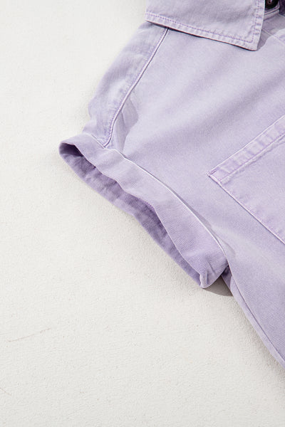 Orchid Petal Double Chest Pocket Denim Shirt Dress