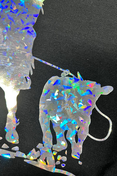 Black Western Cowboy Transfer Vinyl Process Graphic Crewneck Tee