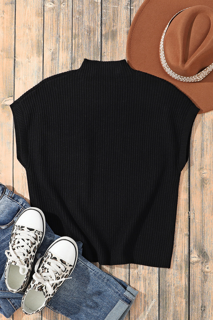 Green Pocket Ribbed Knit Short Sleeve Sweater- 9 Colors