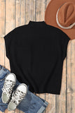 Green Pocket Ribbed Knit Short Sleeve Sweater- 9 Colors