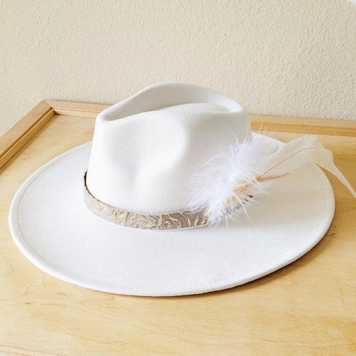 Gilded Cowboy Leather Hat Band with Feather Accents- 2 Band Colors