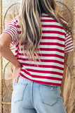 Red and White Striped Crew Neck T-Shirt