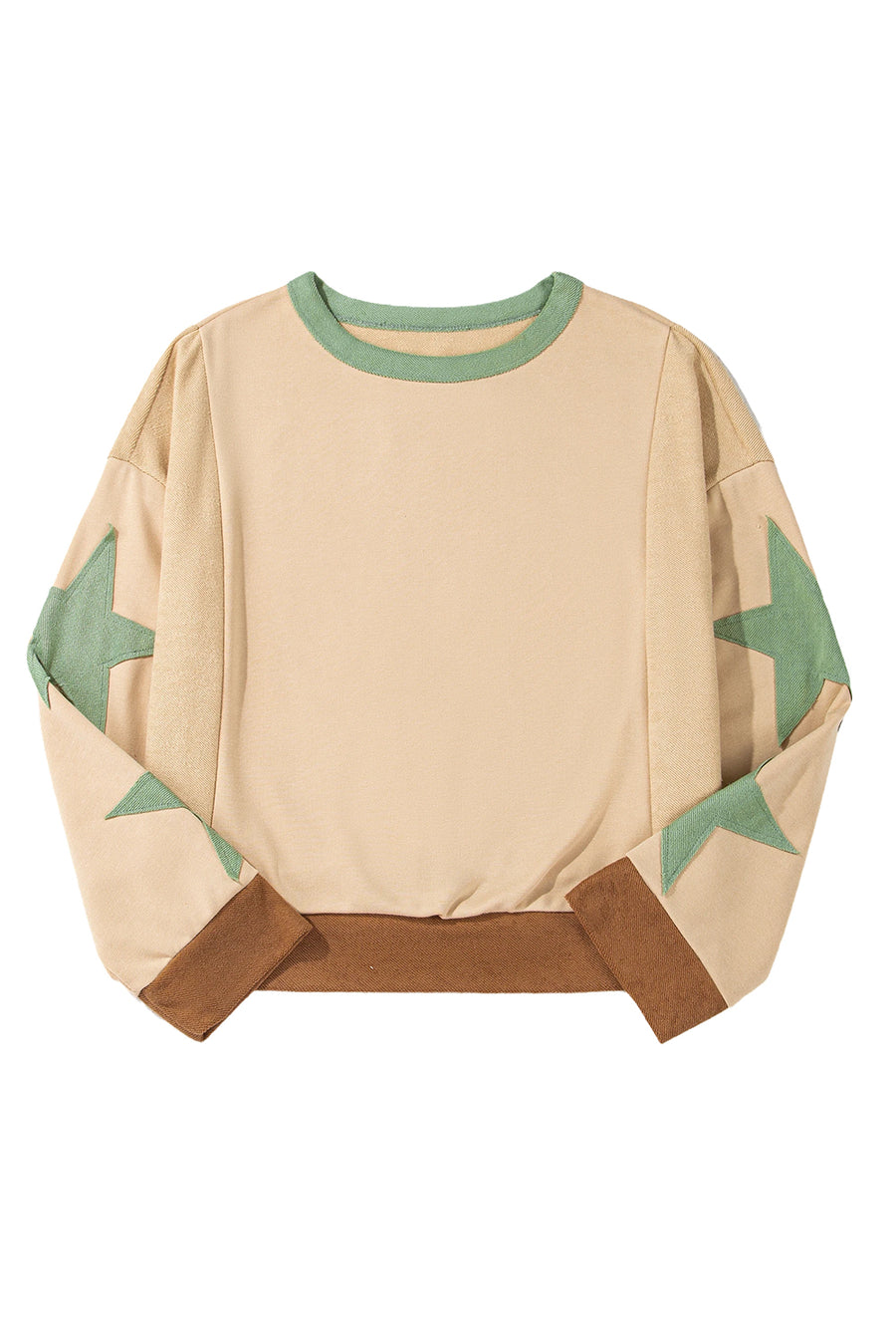 Star Patchwork Exposed Seam Oversized Sweatshirt- 3 Colors