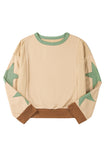 Star Patchwork Exposed Seam Oversized Sweatshirt- 3 Colors